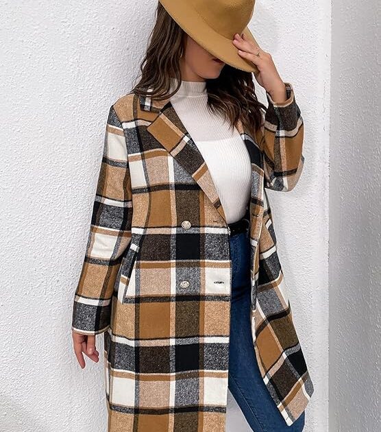 MakeMeChic Double-Breasted Coat with Collar