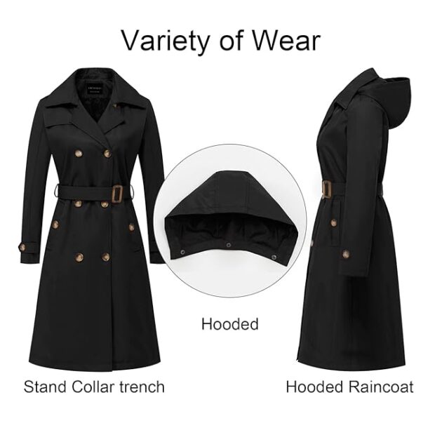 CREATMO Women Slim Fit Long Trench Coat